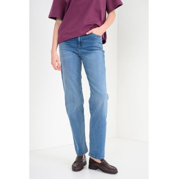 Blugi cu croiala dreapta si talie medie - Albastru inchis