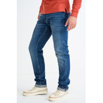 Blugi cu croiala dreapta si talie medie - Albastru inchis
