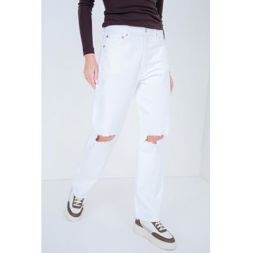 Blugi cu detalii cu aspect deteriorat 90's - Alb