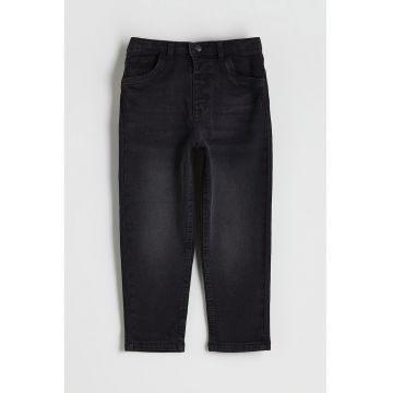 Blugi cu model uni si talie ajustabila - Negru stins