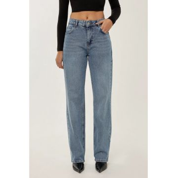 Blugi dama  bumbac - talie medie - Albastru inchis