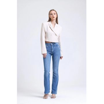 Blugi dama -  evazati - talie inalta - denim - albastru