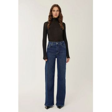 Blugi dama  Mom-fit - talie inalta - denim - albastru inchis