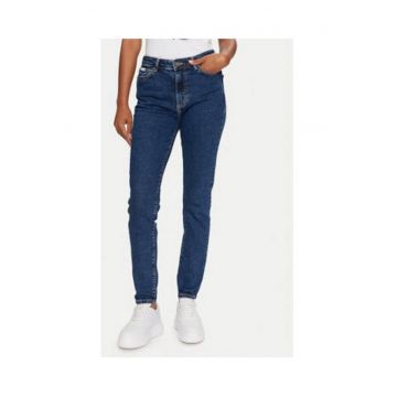Blugi din denim skinny cu talie medie cu buzunare