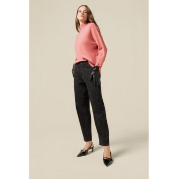 Blugi drepti cu alicatii din strasuri si buzunare - Negru