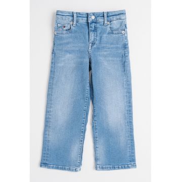 Blugi drepti cu aspect decolorat - Albastru deschis
