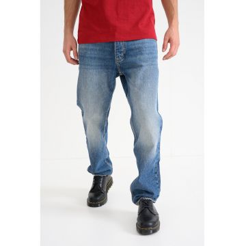 Blugi drepti cu aspect decolorat Jonah - Albastru petrol