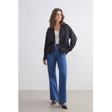 Blugi drepti cu talie inalta - Albastru