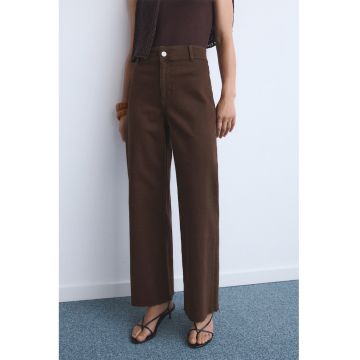 Blugi drepti cu talie medie - Maro inchis