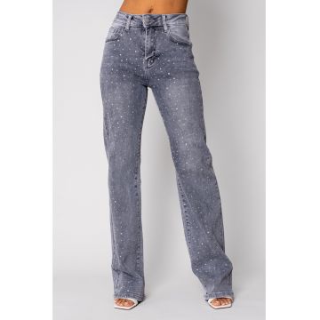 Blugi elastici cu strasuri Grey 19530 - Gri