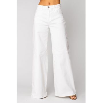 Blugi elastici din denim Off White 15911 - Alb optic