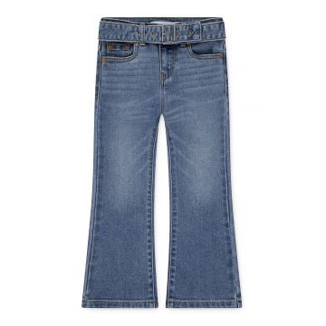 Blugi evazati cu aspect decolorat - Albastru deschis melange