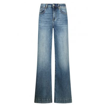 Blugi evazati cu aspect decolorat - Bleumarin