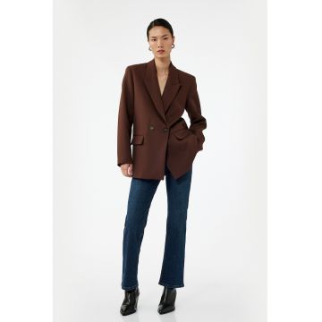 Blugi evazati cu talie inalta - Albastru melange