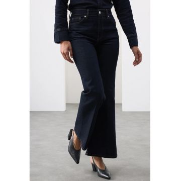 Blugi evazati cu talie inalta - Bleumarin
