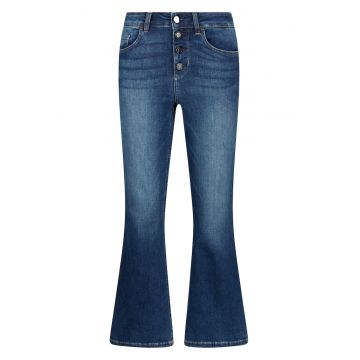 Blugi kick-flared cu talie inalta - Albastru royal