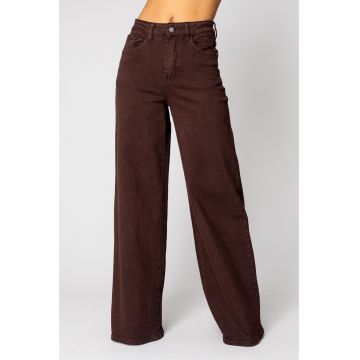 Blugi largi din denim Brown 18392 - Maro