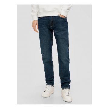 Blugi Mauro - cu talie medie si croiala conica -  Albastru inchis - Albastru inchis