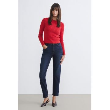 Blugi mom fit cu talie inalta - Bleumarin