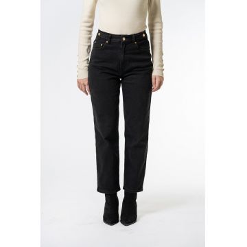 Blugi mom-fit cu talie inalta - Negru