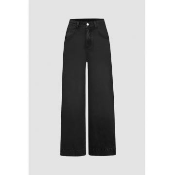 Blugi pentru dama  bumbac - talie inalta - croiala larga - negru