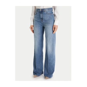 Blugi pentru femei -  cu talie inalta - albastru deschis