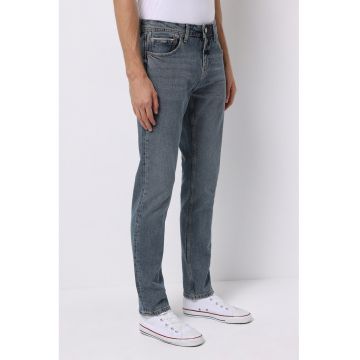 Blugi regular fit de bumbac cu talie medie - Albastru prafuit