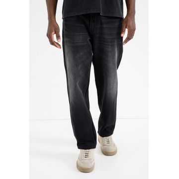 Blugi relaxed-fit cu aspect decolorat - Negru melange