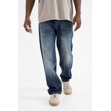 Blugi relaxed-fit cu croiala dreapta - Albastru inchis