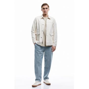 Blugi relaxed fit cu snur - Albastru melange