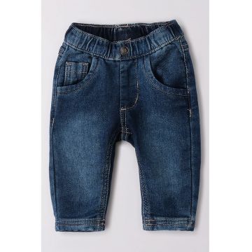 Blugi relaxed fit cu talie elastica - Albastru inchis