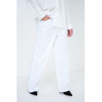 Blugi relaxed fit cu talie inalta Low - Alb