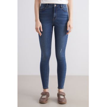Blugi skinny cu talie inalta - Albastru
