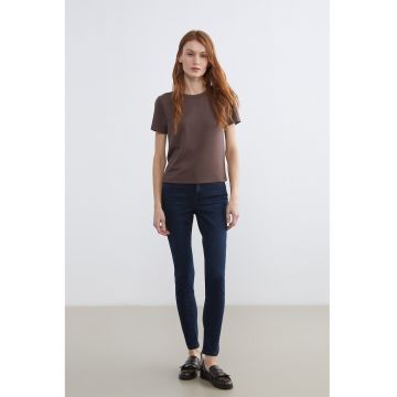 Blugi skinny cu talie medie - Bleumarin