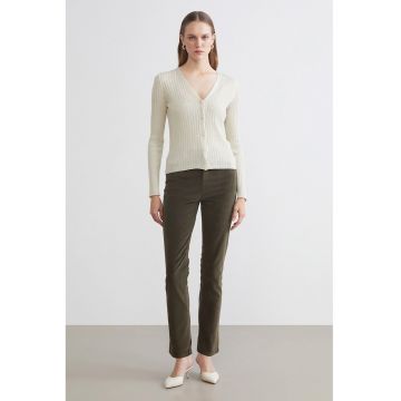 Blugi skinny cu talie medie - Kaki inchis