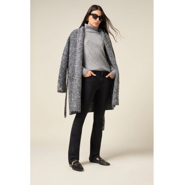 Blugi slim-fit cu aplicatii din strasuri - Negru