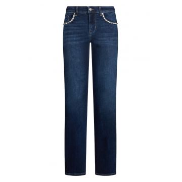 Blugi slim-fit cu strasuri - Albastru inchis