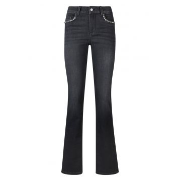 Blugi slim-fit cu strasuri - Negru/Albastru inchis