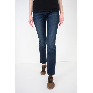 Blugi slim fit cu talie inalta - Albastru inchis