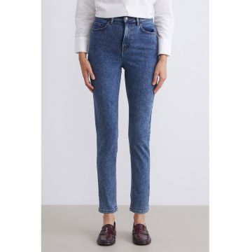 Blugi slim fit cu talie inalta - Albastru melange