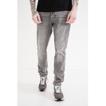Blugi slim fit cu talie medie - Gri deschis melange