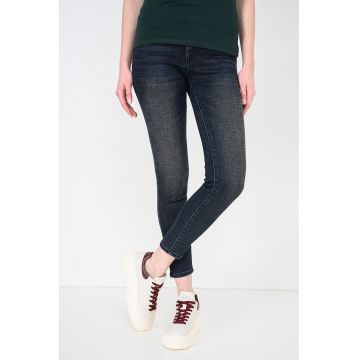 Blugi super skinny cu talie inalta - Bleumarin