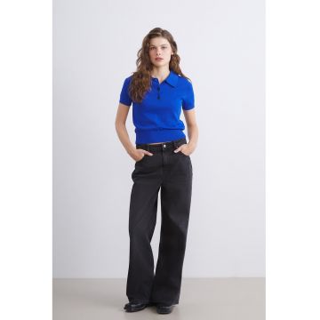 Blugi uni cu croiala ampla - Negru