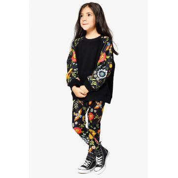 Colanti cu imprimeu floral - Negru/Portocaliu mandarina/Roz