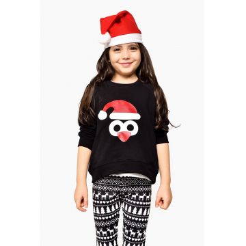 Colanti cu model de Craciun - Alb/Negru