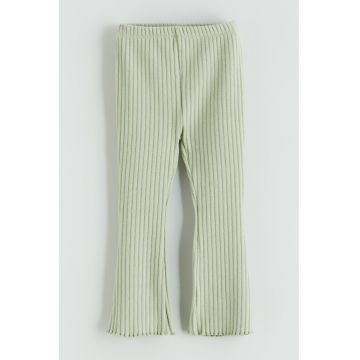 Colanti striati din amestec de bumbac - Verde pal