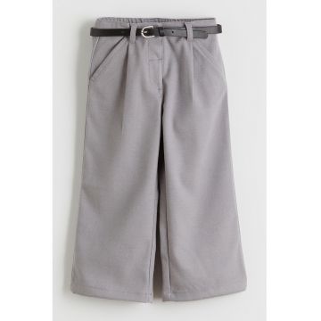 Pantaloni cu croiala ampla si talie ajustabila - Gri