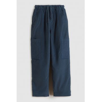 Pantaloni cu croiala ampla si talie elastica - Bleumarin