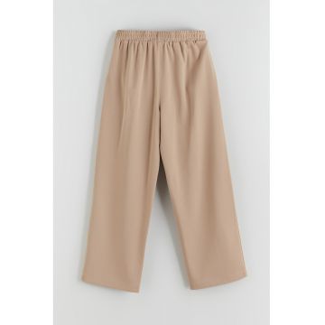 Pantaloni cu croiala ampla si talie elastica - Maro camel