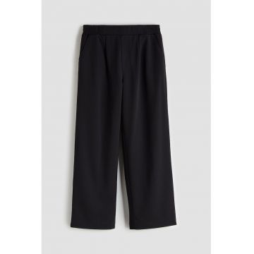 Pantaloni cu croiala ampla si talie elastica - Negru